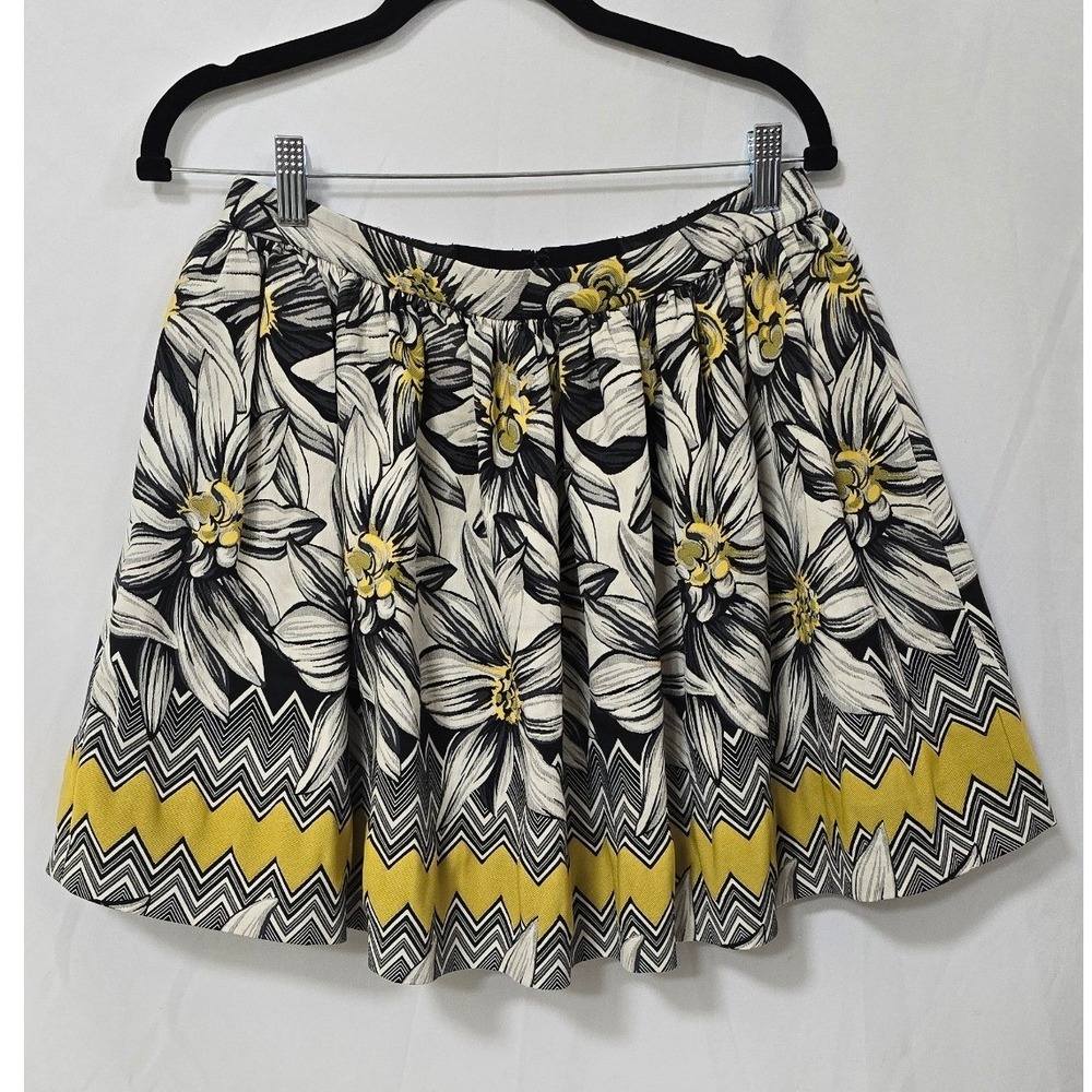 Alice + Olivia women 10 flare pleated mini skirt floral artsy chic preppy